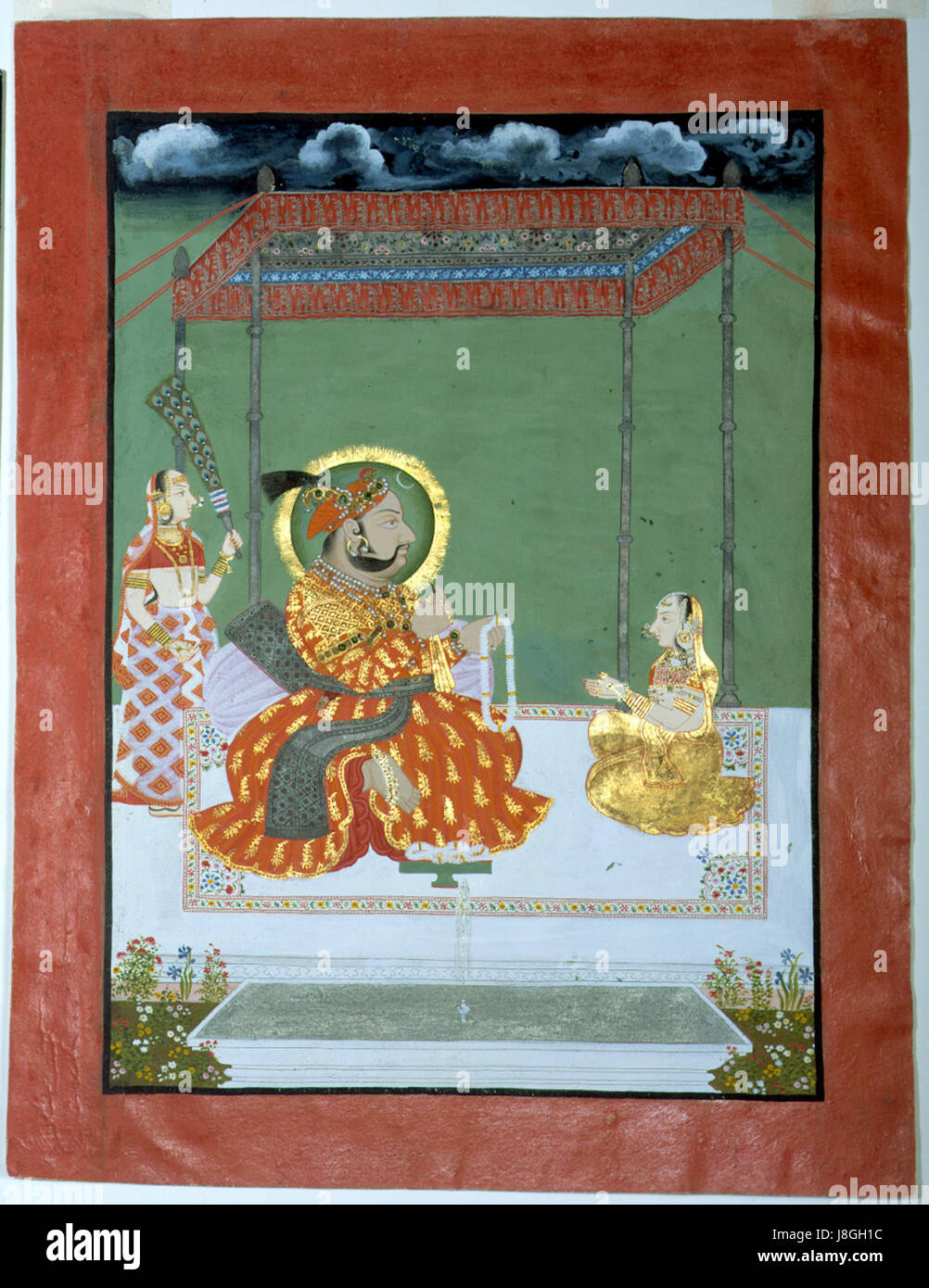 maharana ram singh 2 playing holi rajput miniature kota