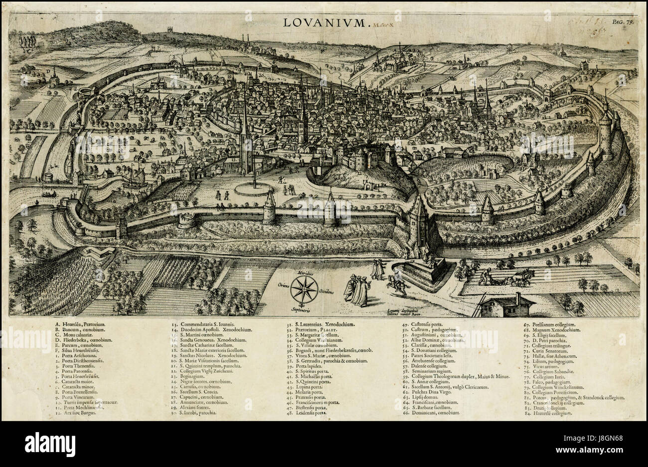 Josse van der Baren   View of Leuven (from Lovanium) Stock Photo