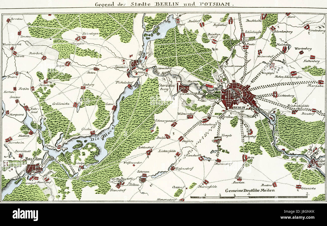 Gegend der Staedte Berlin und Potsdam 1768 Stock Photo