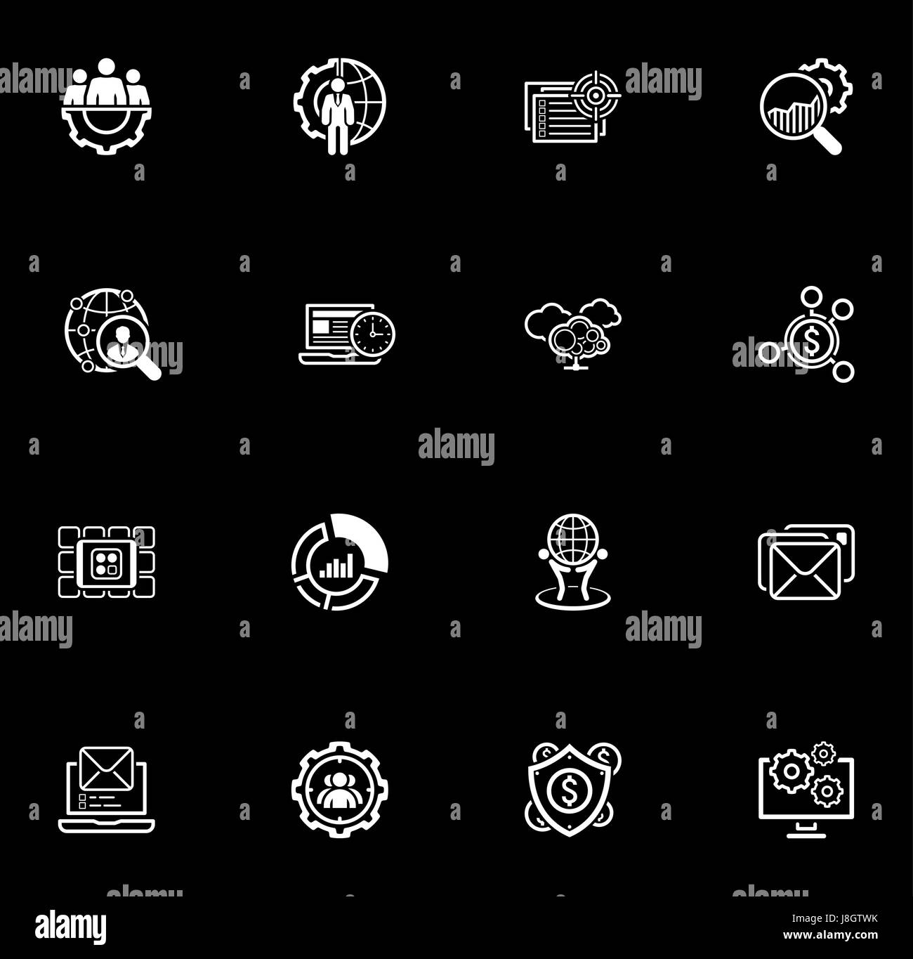 Flat Design Business Icons Set. Stock Vector