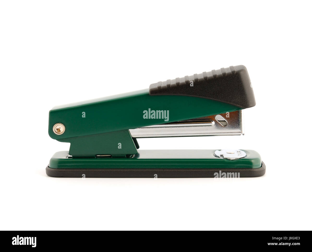 Metallic office stapler isolated on white background Stock Photo