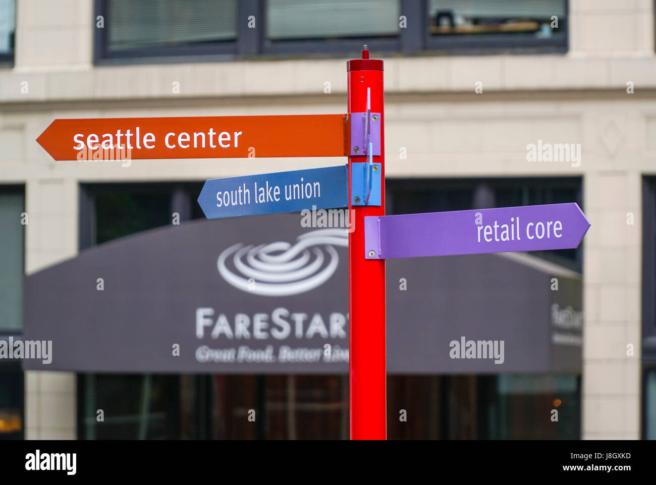 Direction Signs to Seattle Center - SEATTLE / WASHINGTON - APRIL 11 ...
