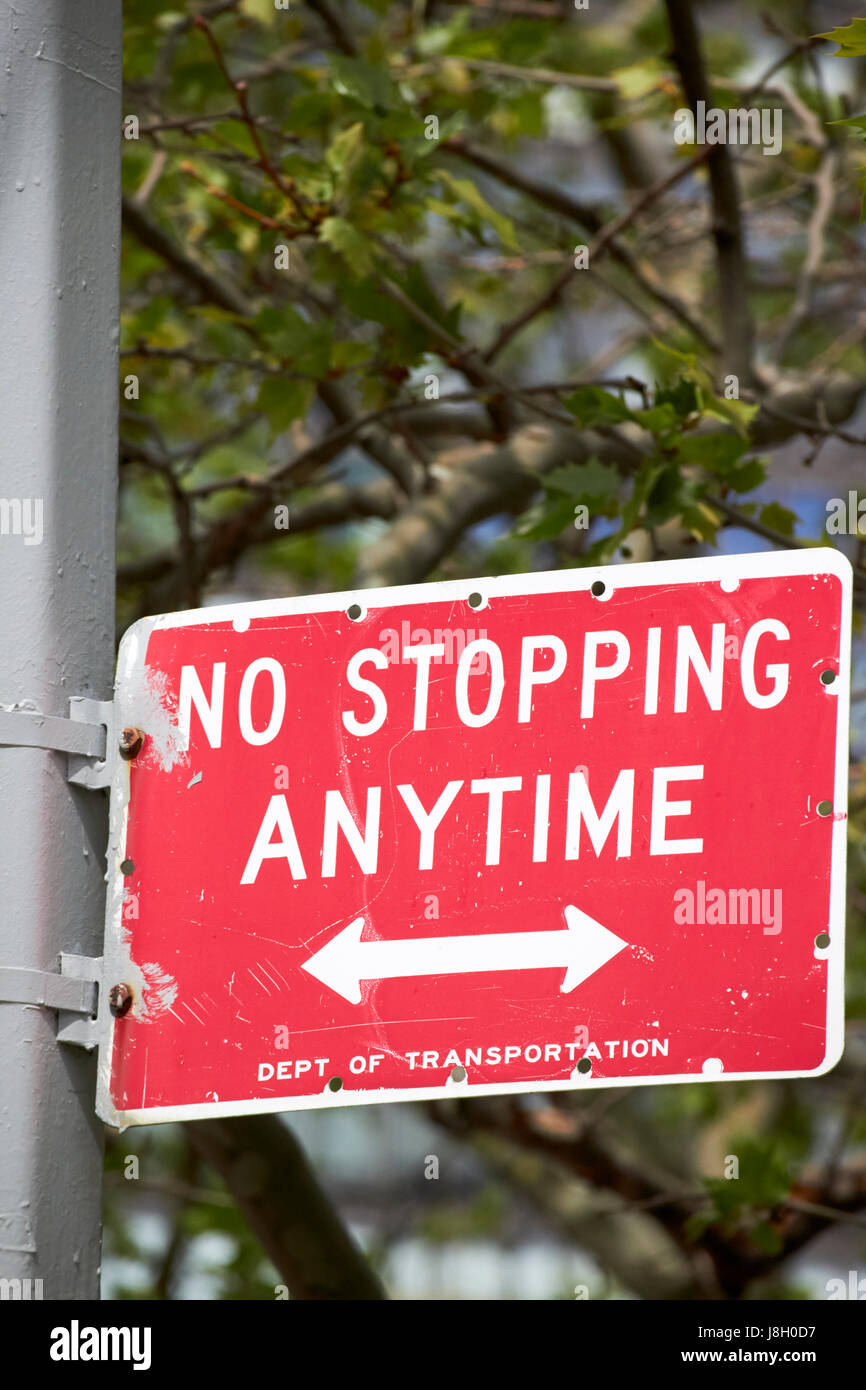 no stopping anytime New York City street signs USA Stock Photo