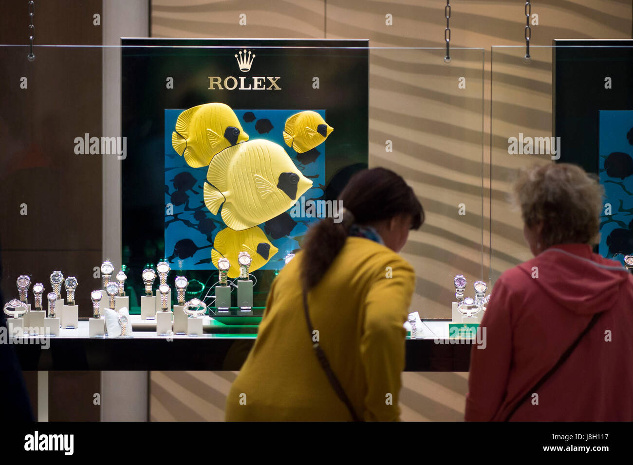 A shop selling luxury Rolex watches. Stock Photo