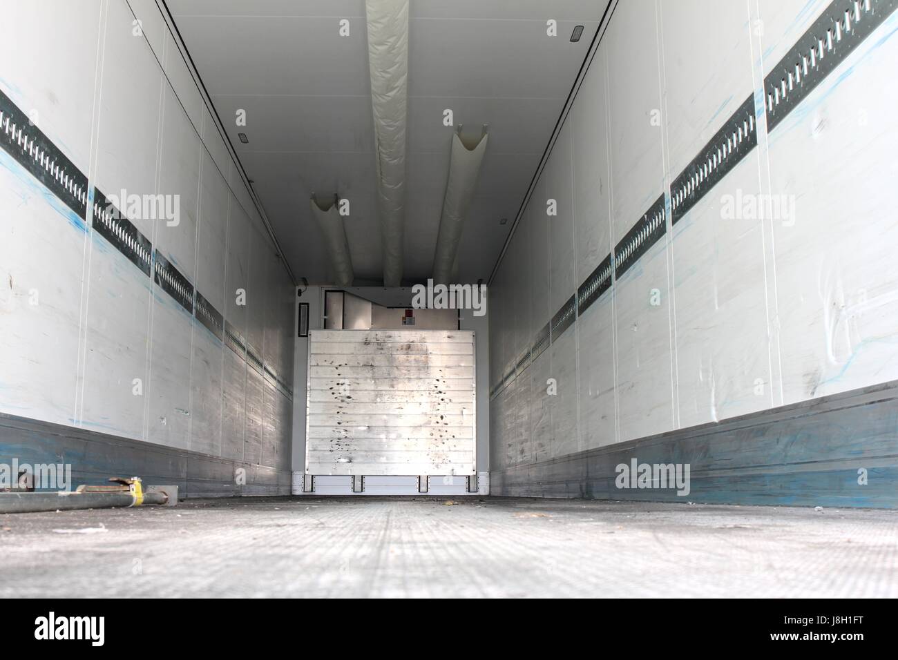 cargo area of a refrigerated semitrailer Stock Photo