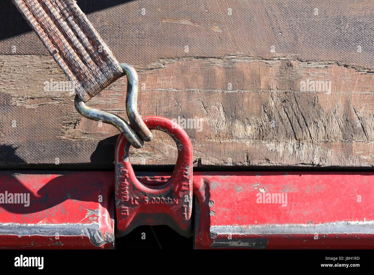 load restraint with lashing strap Stock Photo