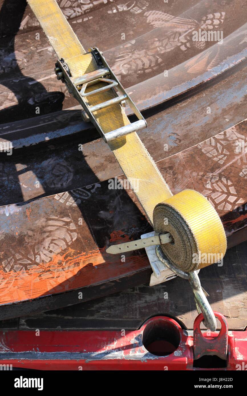 load restraint with lashing strap Stock Photo