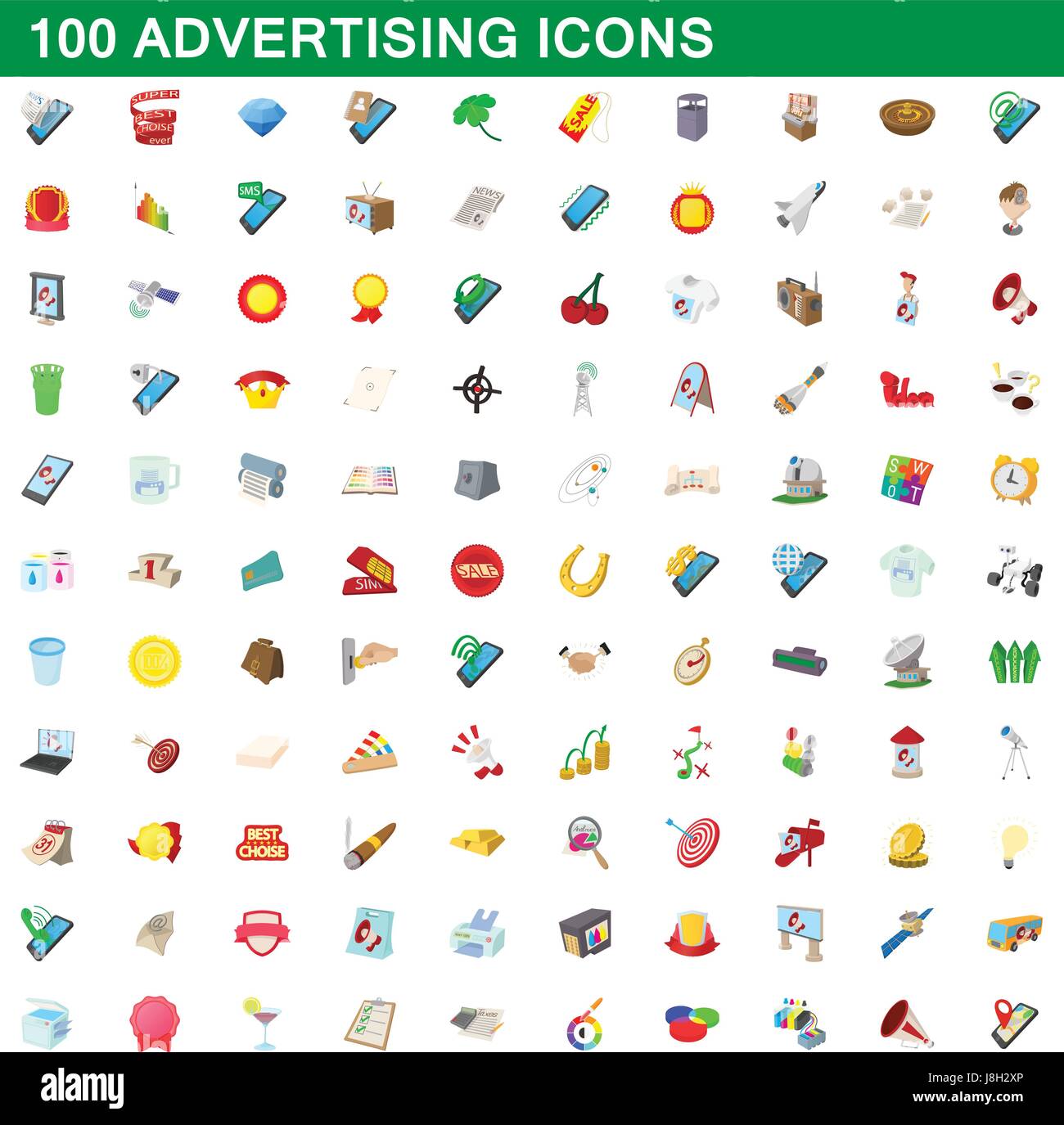 100 advertising icons set, cartoon style Stock Vector Image & Art - Alamy