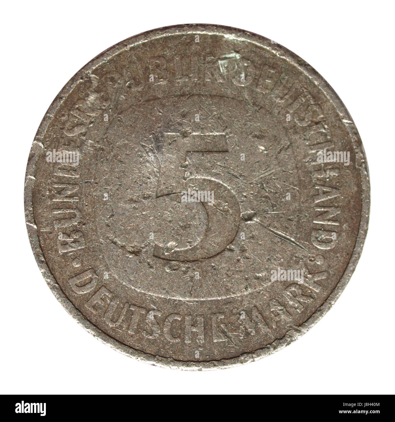 five, coin, germany, german federal republic, west, mark, german, white,  money Stock Photo - Alamy