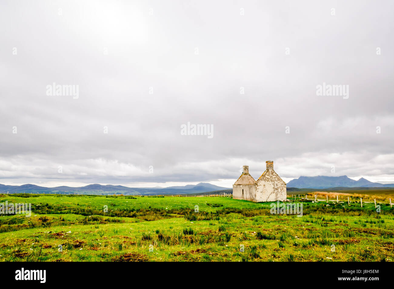 View on house Ruin in remote landscape of Scotland Stock Photo