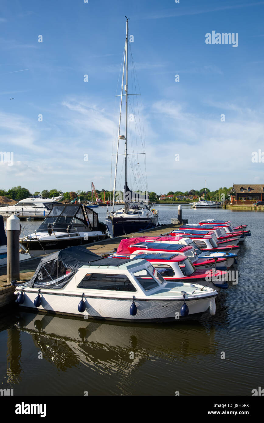 Boats Moored on Oulton Broad Stock Photo