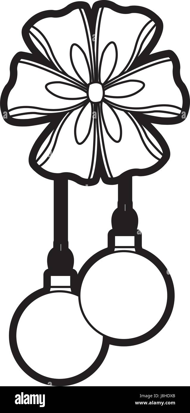 merry christmas ball with ribbon and a bow. vector illustration Stock ...
