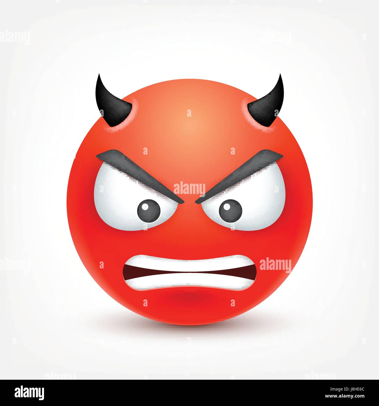 Smiley,angry,sad,devil emoticon. Redface with emotions. Facial expression. 3d realistic emoji. Funny cartoon character.Mood. Web icon. Vector illustration. Stock Vector