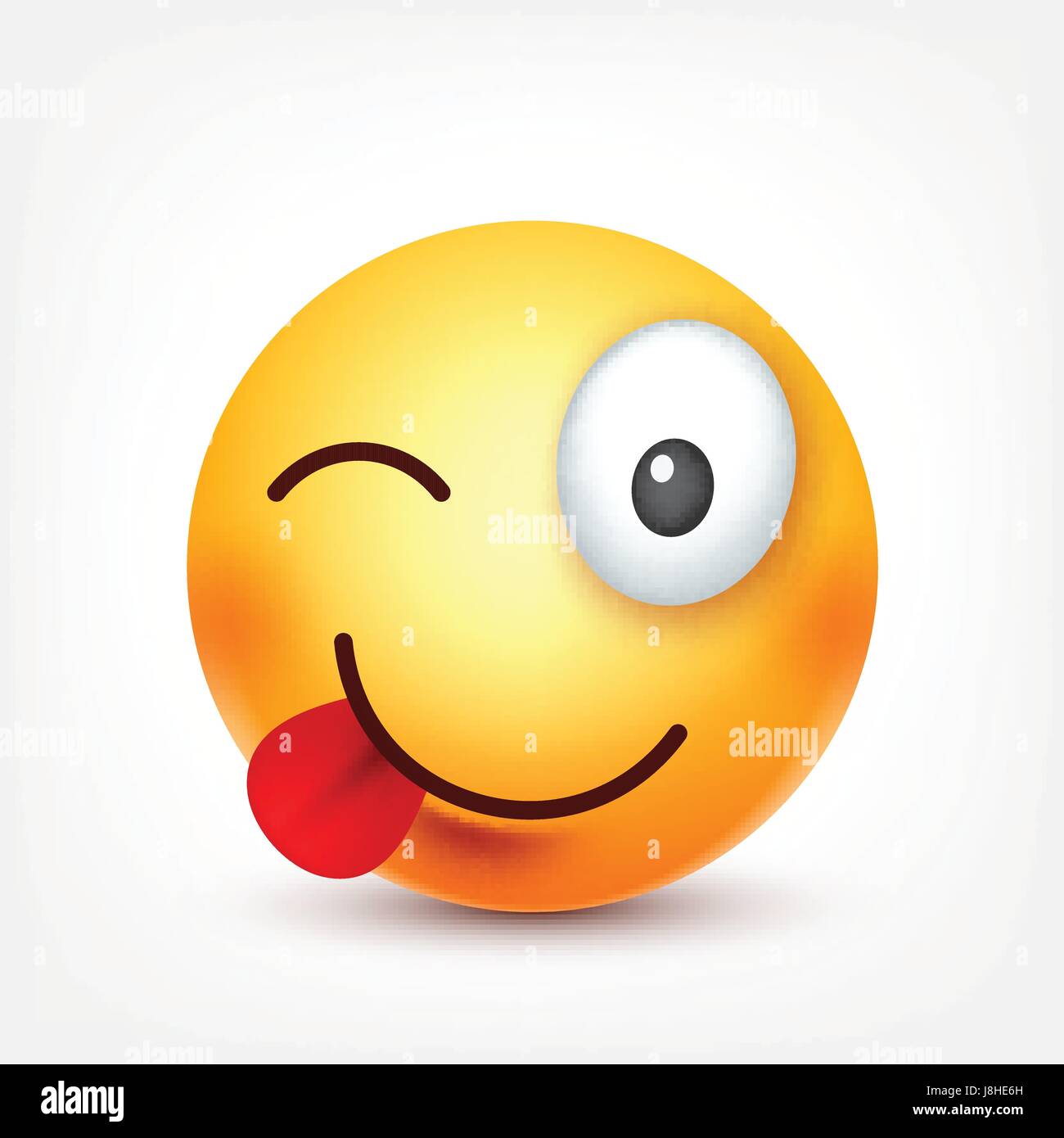 Smiley,smiling ,happy emoticon. Yellow face with emotions. Facial expression. 3d realistic emoji. Funny cartoon character.Mood. Web icon. Vector illustration. Stock Vector