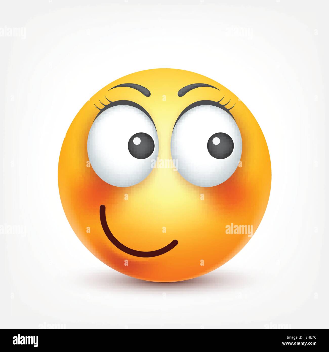Smiley,smiling ,happy emoticon. Yellow face with emotions. Facial expression. 3d realistic emoji. Funny cartoon character.Mood. Web icon. Vector illustration. Stock Vector