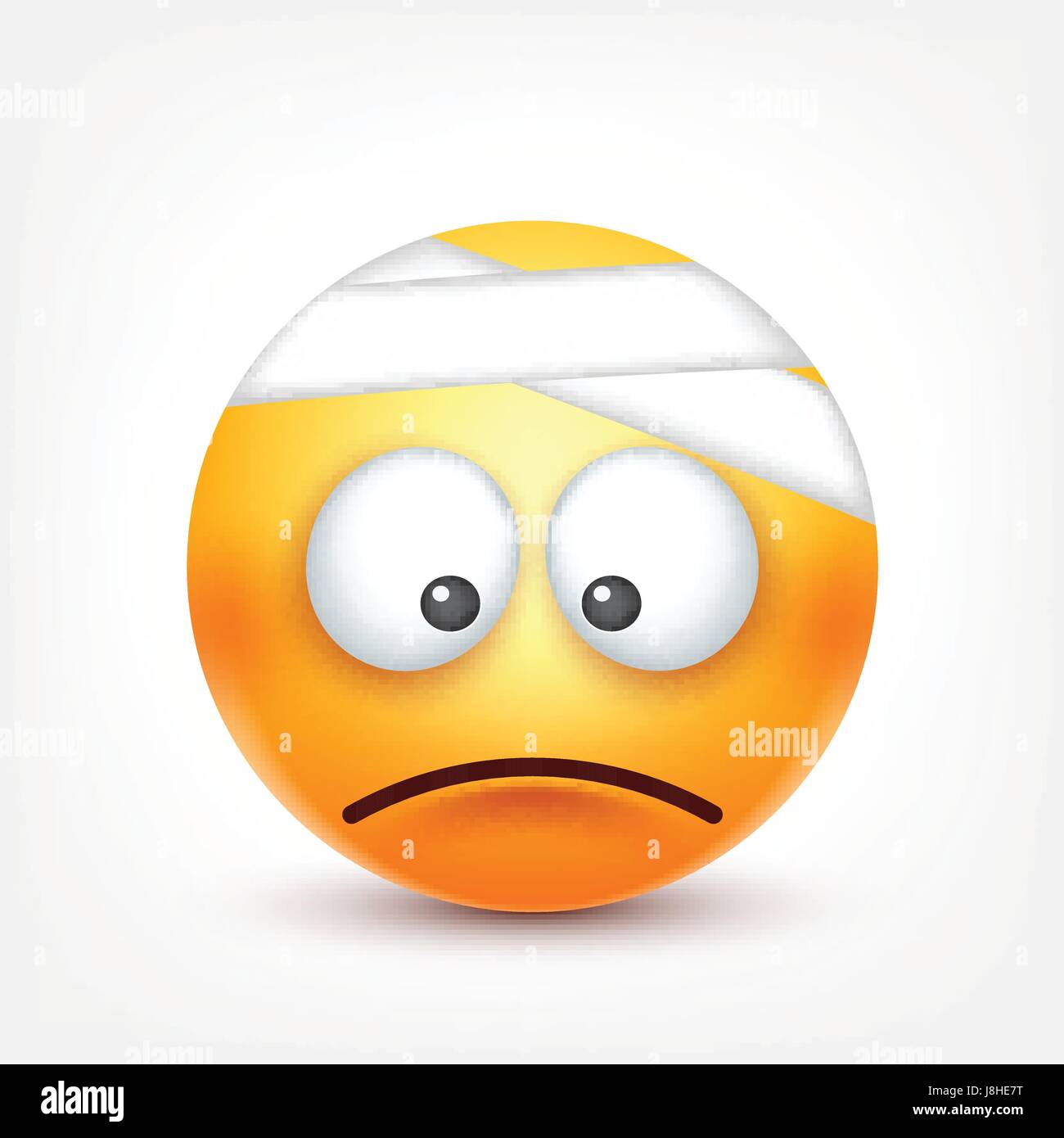 Sad smiley ill emoticon yellow face Stock Vector Images - Alamy