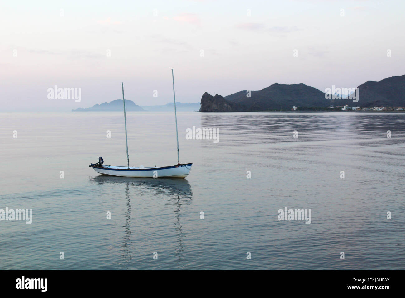Lonely Boat Loreto Mexico Stock Photo Alamy