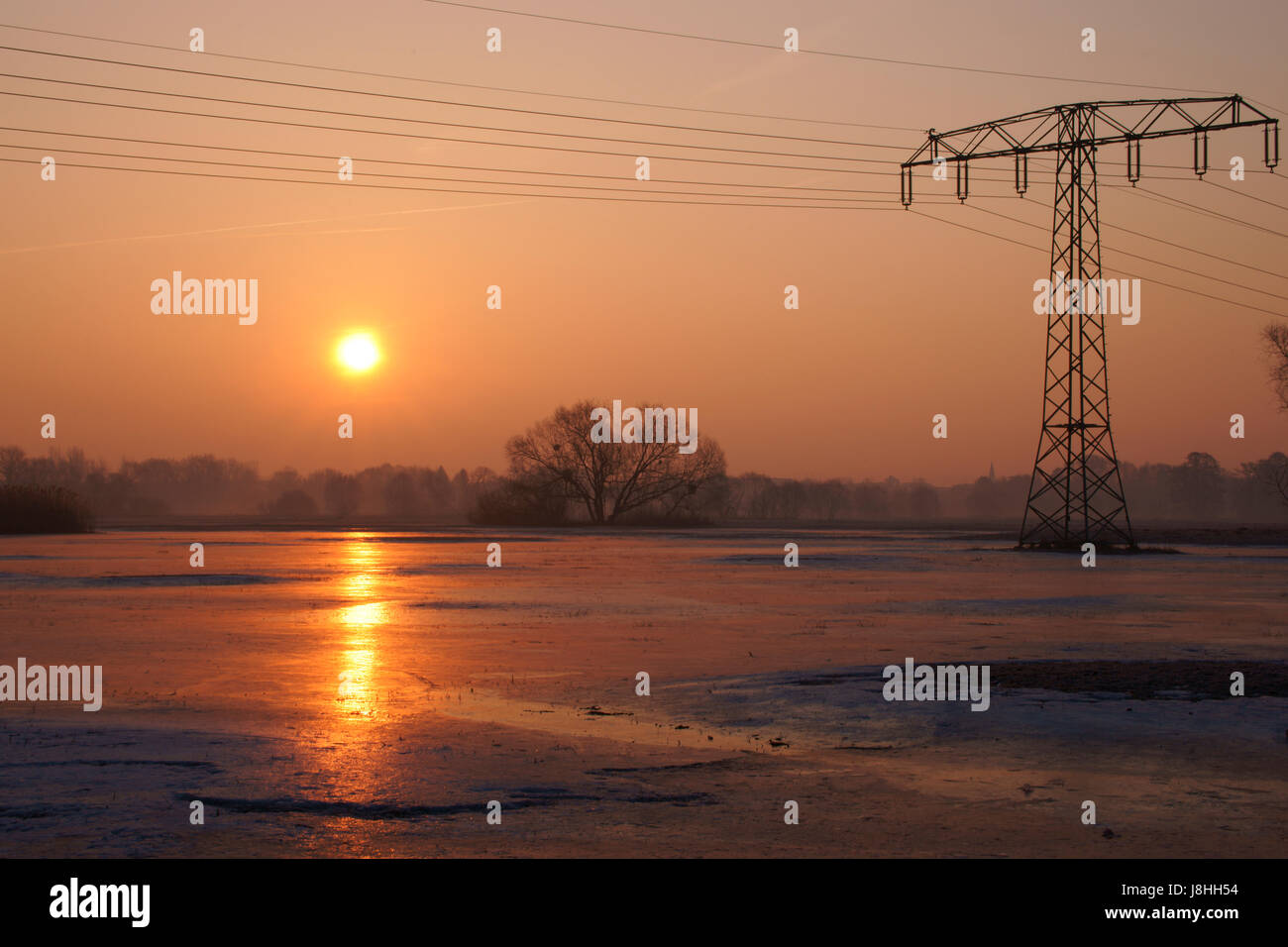 sunrise, ice, energy supply, nature, winter, future, cold, sunbeams, energy, Stock Photo