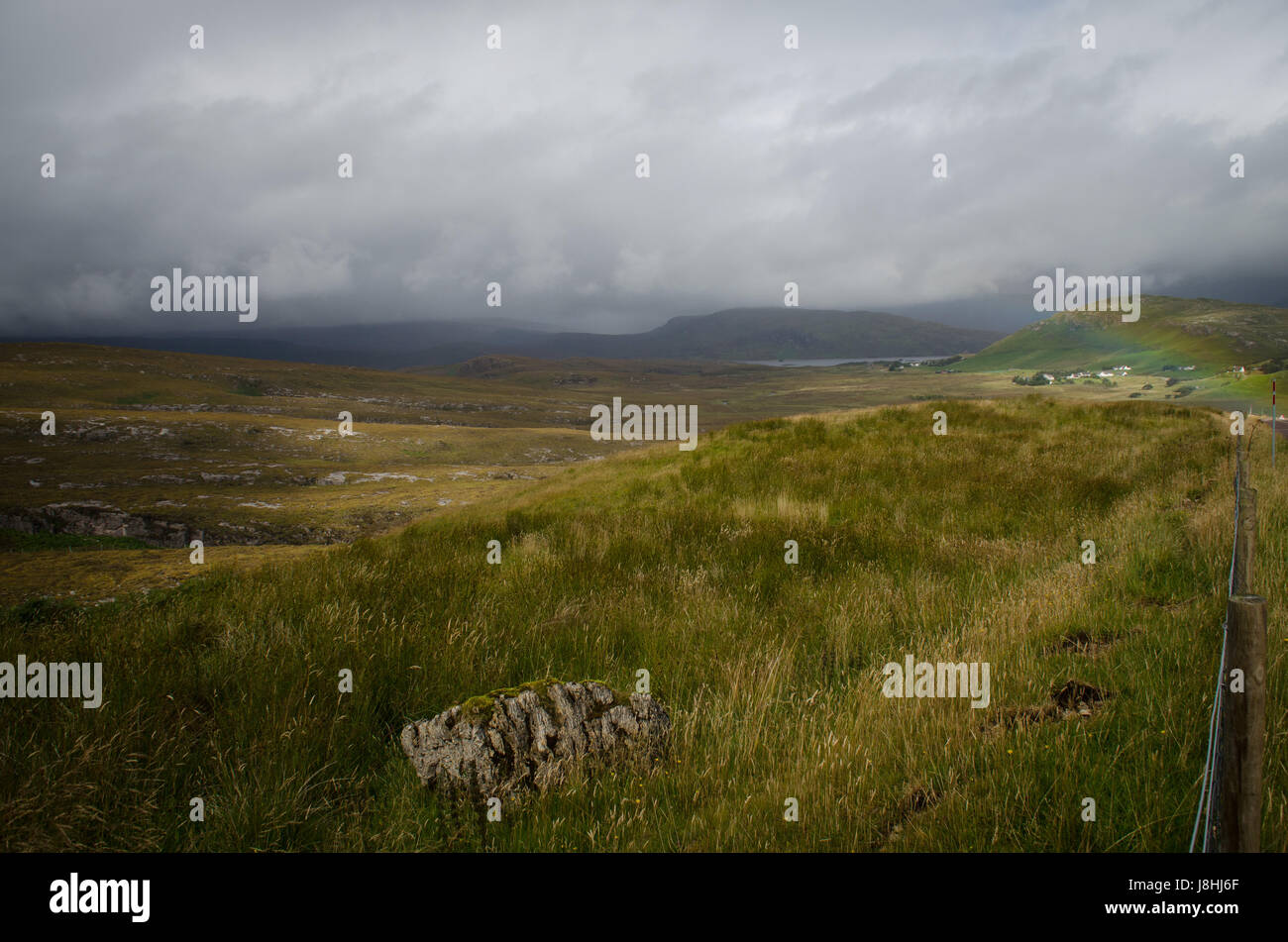scotland, britain, hill, stone, green, distance, europe, width, scotland, Stock Photo