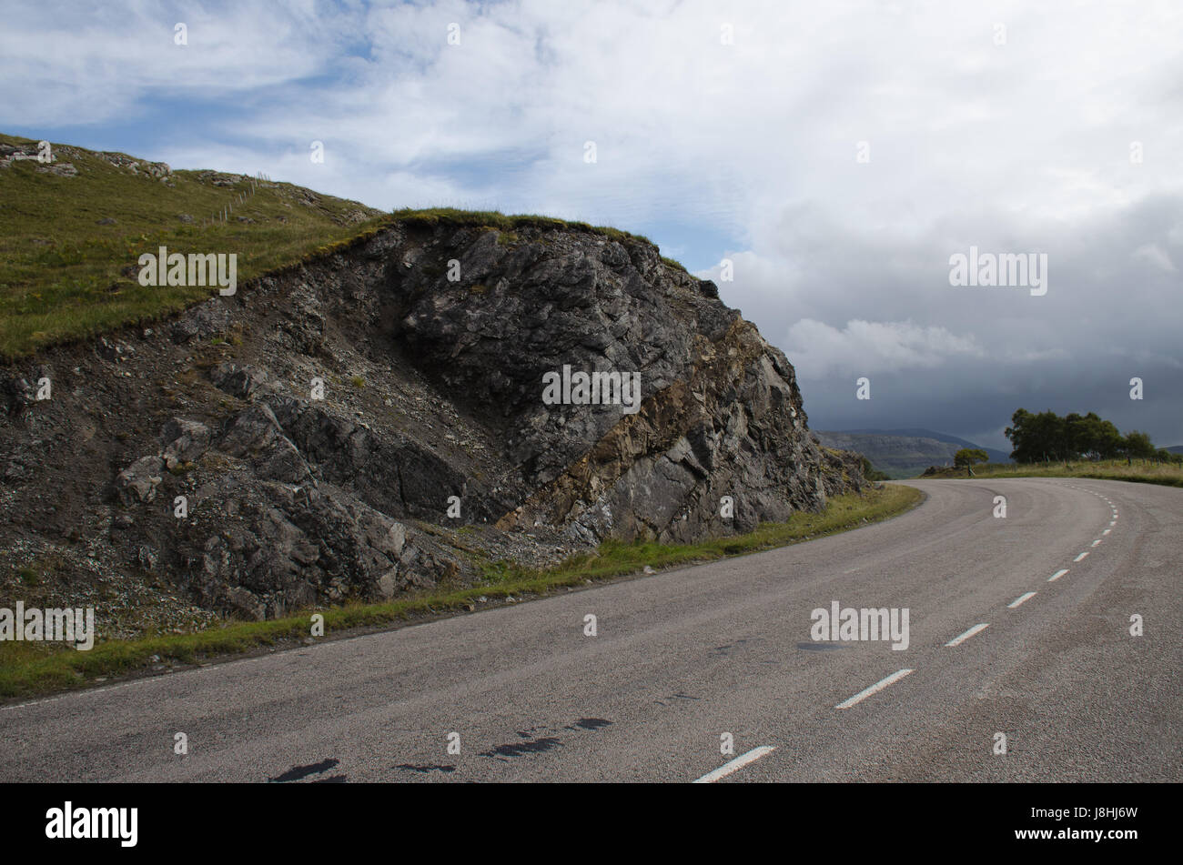 scotland, britain, blue, green, europe, rock, asphalt, bend, scotland, centre Stock Photo