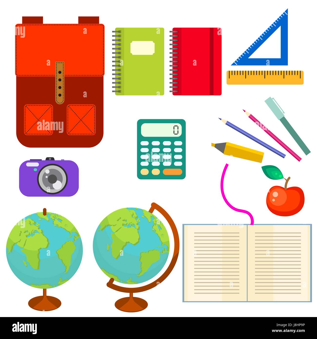 School supplies vector clip art objects Stock Vector Image & Art - Alamy