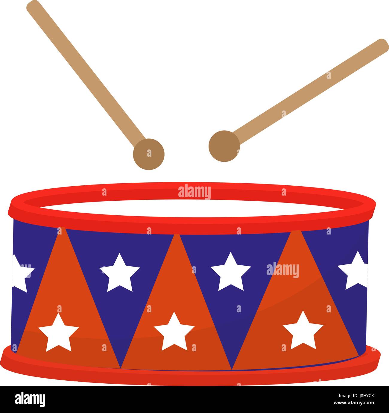 Drum icon, flat style. 4th july concept. Isolated on white background ...