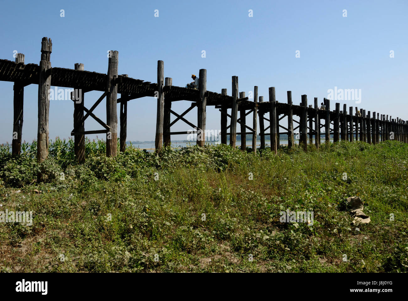 bridge, myanmar, blue, green, asia, bridge, shine, shines, bright, lucent, Stock Photo