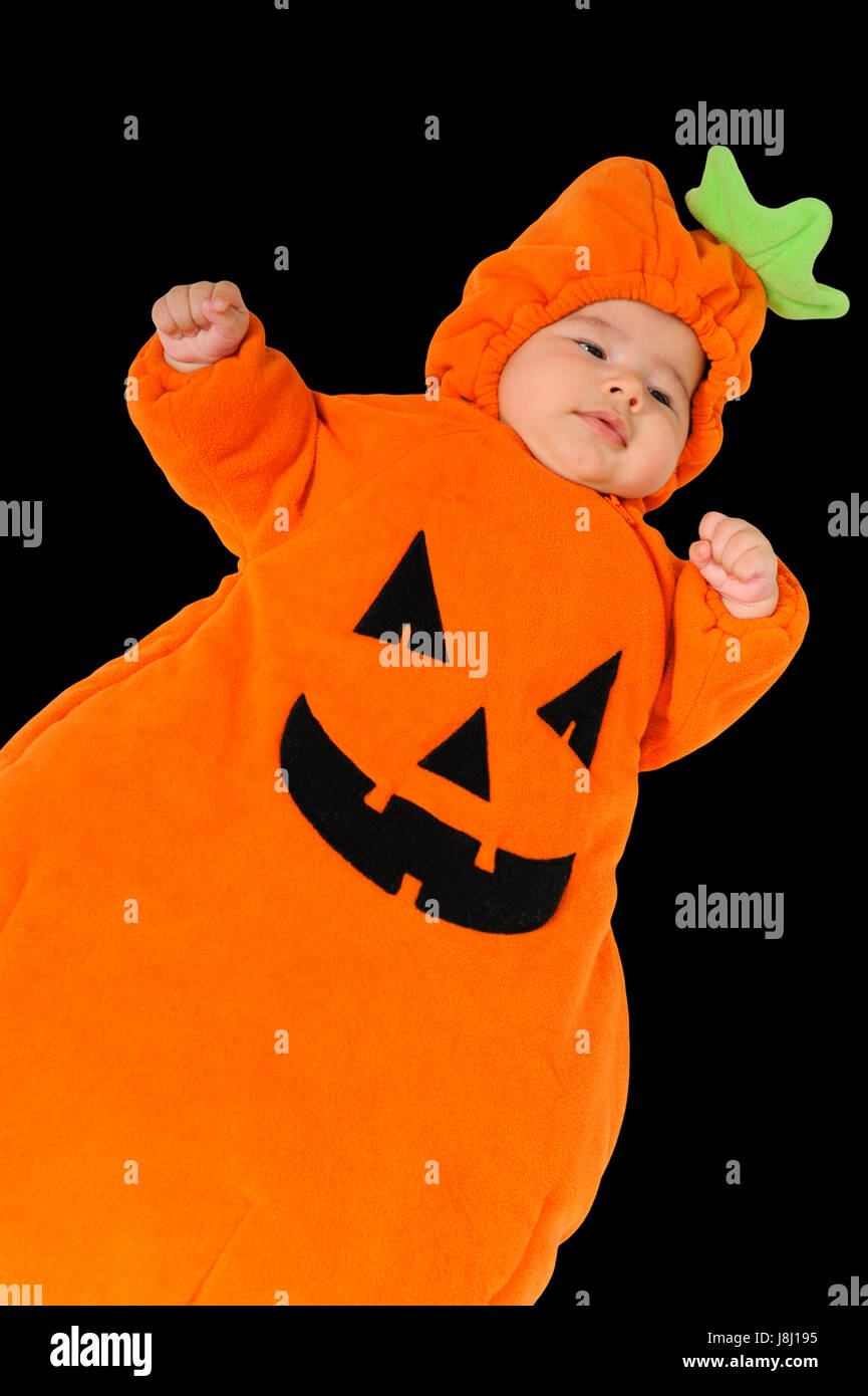 holiday, baby, party, celebration, halloween, costume, pumpkin, cute, child, Stock Photo