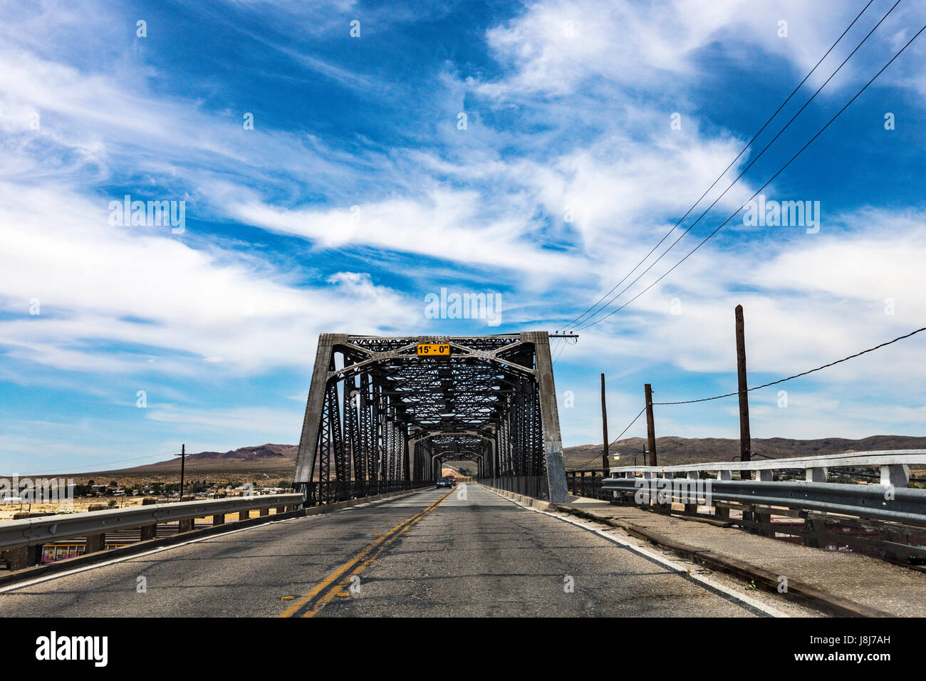 Th old Highway 91 iron bridge over the railroad yard in Barstow