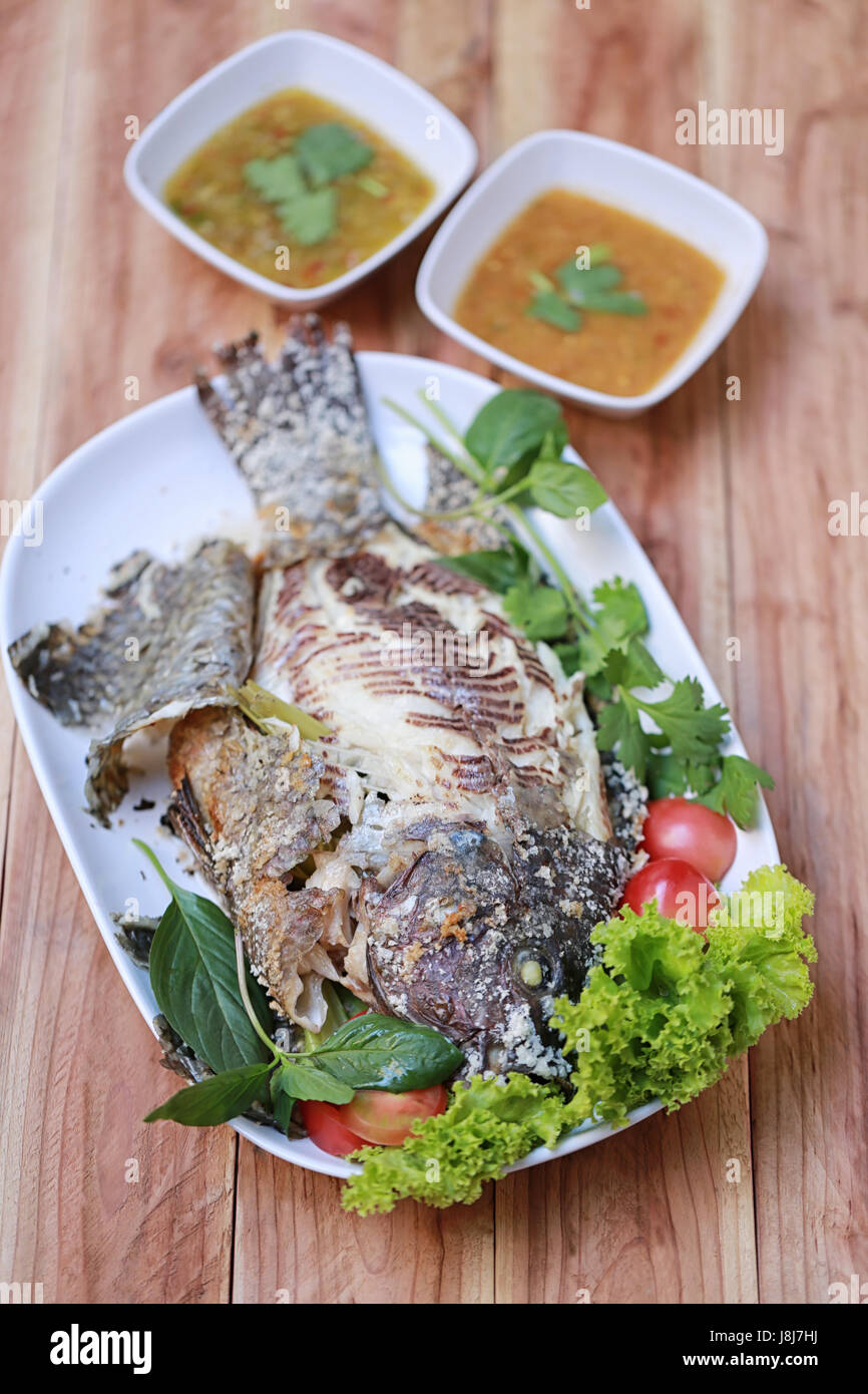 Grilled Tilapia Fish with Salt of thai foods in Popular in Thailand