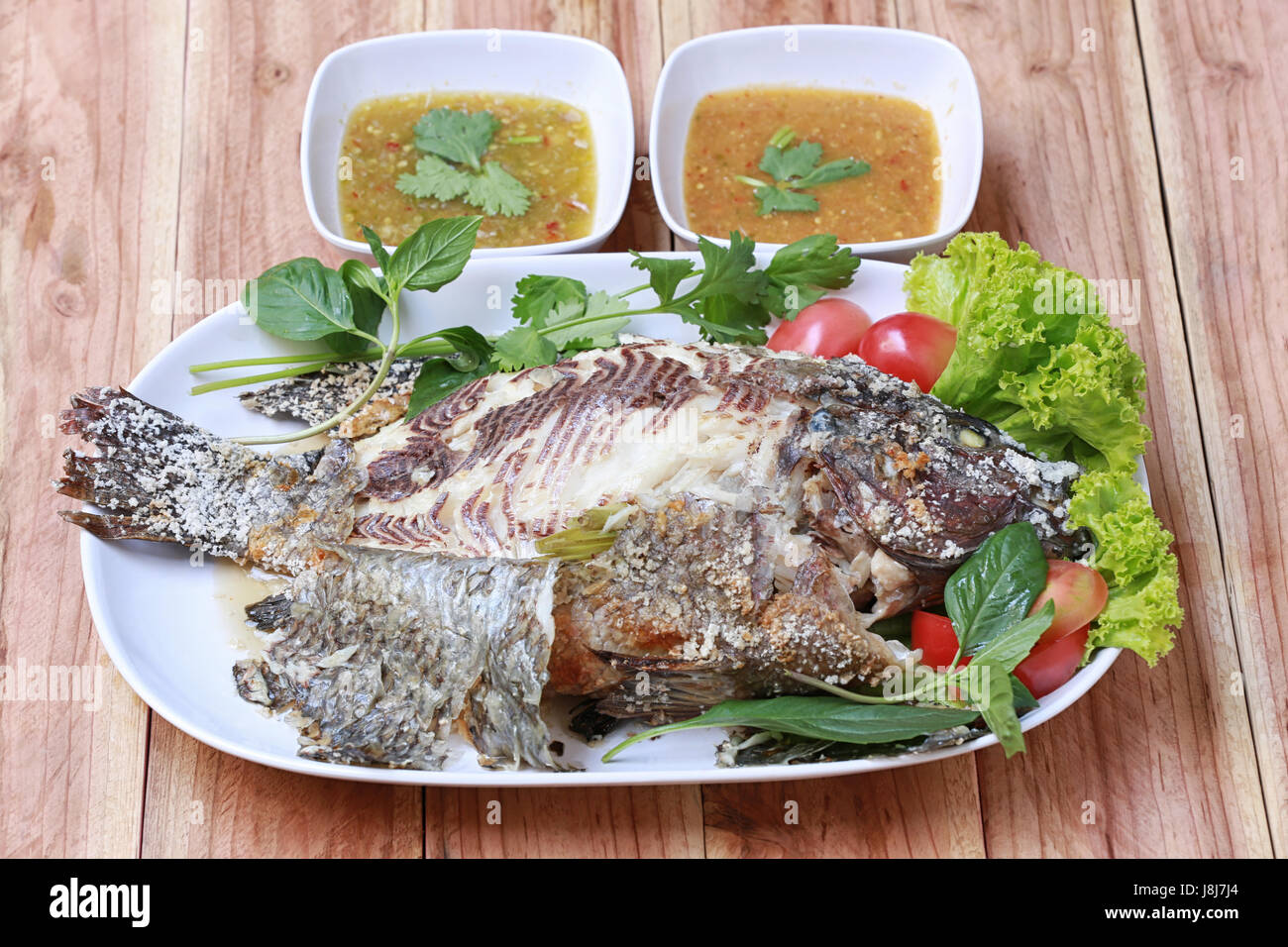 Grilled Tilapia Fish with Salt of thai foods in Popular in Thailand