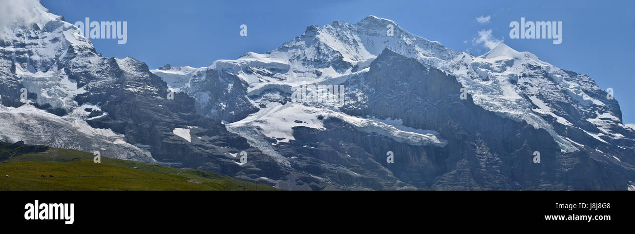 mountains, switzerland, monk, virgin, big, large, enormous, extreme, powerful, Stock Photo