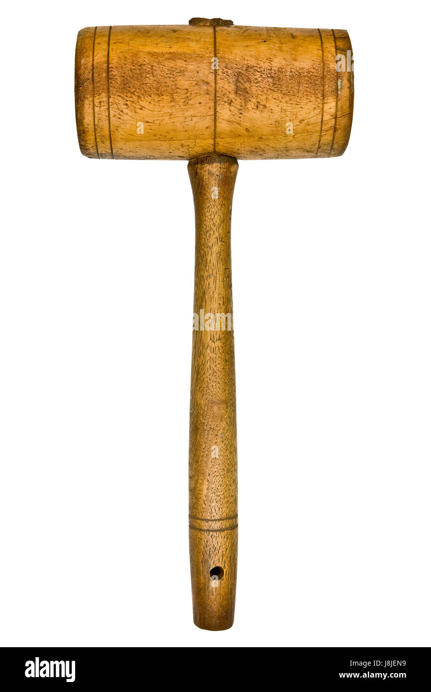 antique, vintage, used, retro, hardwood, mallet, tool, object, build