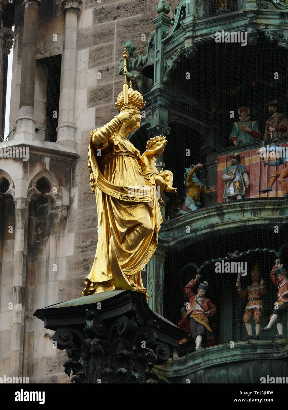 sculpture, munich, Marienplatz, statue, statue, bavaria, town hall, Stock Photo