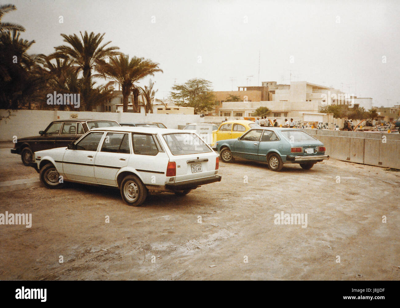Early 1980s parking lot in Manama Bahrain Stock Photo Alamy