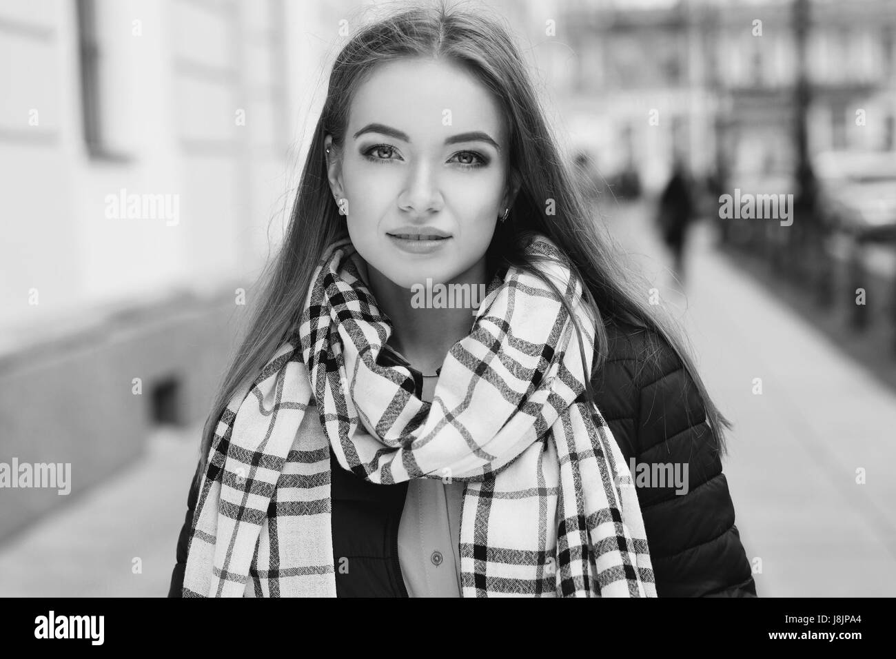 Face portrait of young beautiful pretty caucasian blonde woman with ...