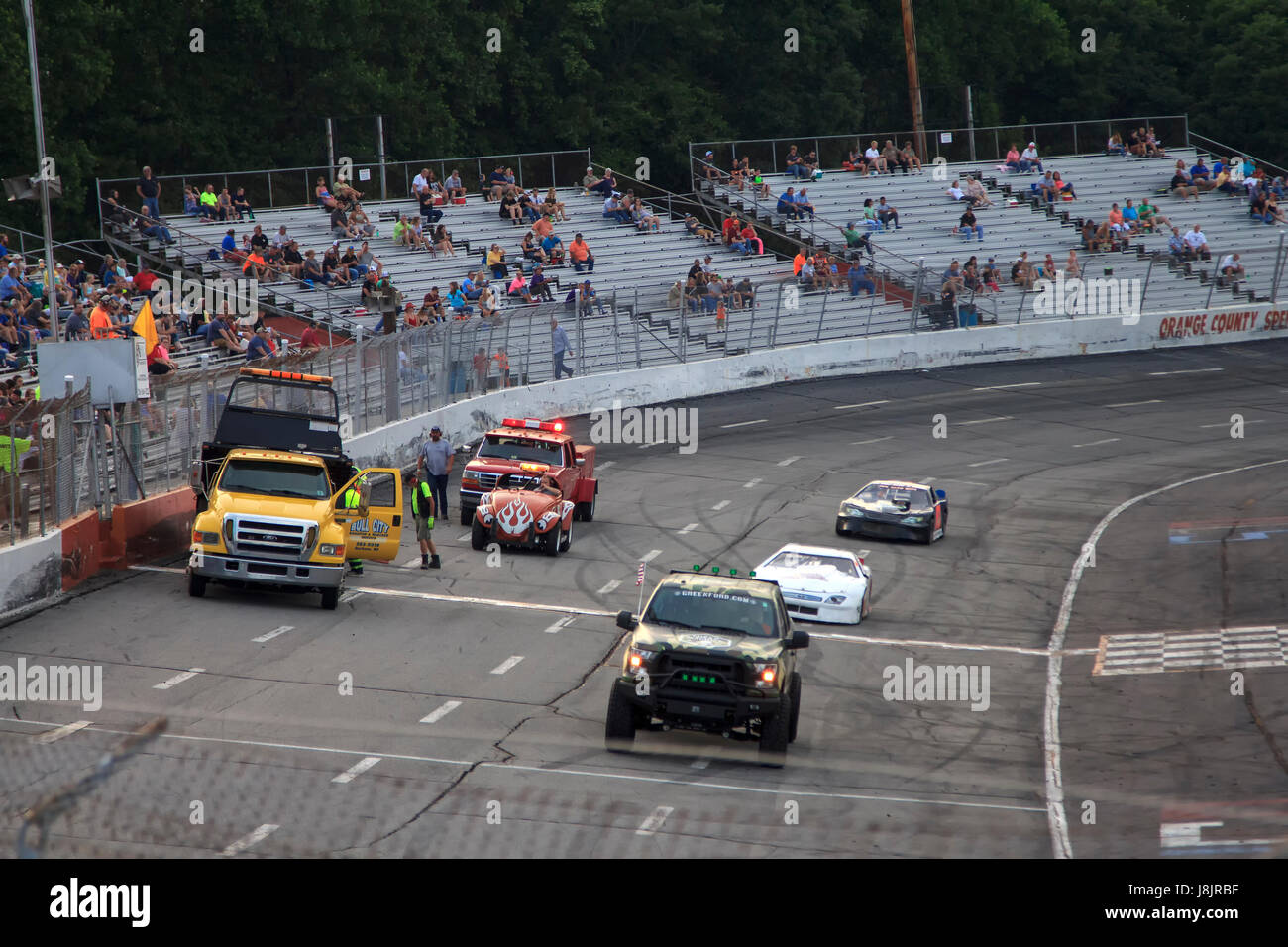 Cars on race track Orange County Speedway North Carolina Stock Photo