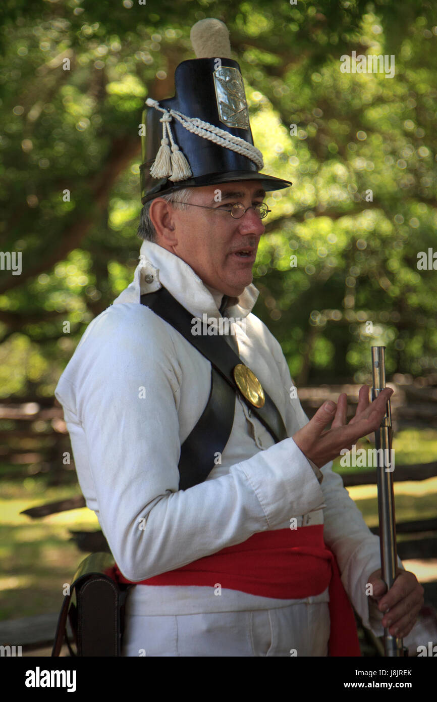 Man in US Revolutionary War costume for Memorial Day reenactment Stock Photo