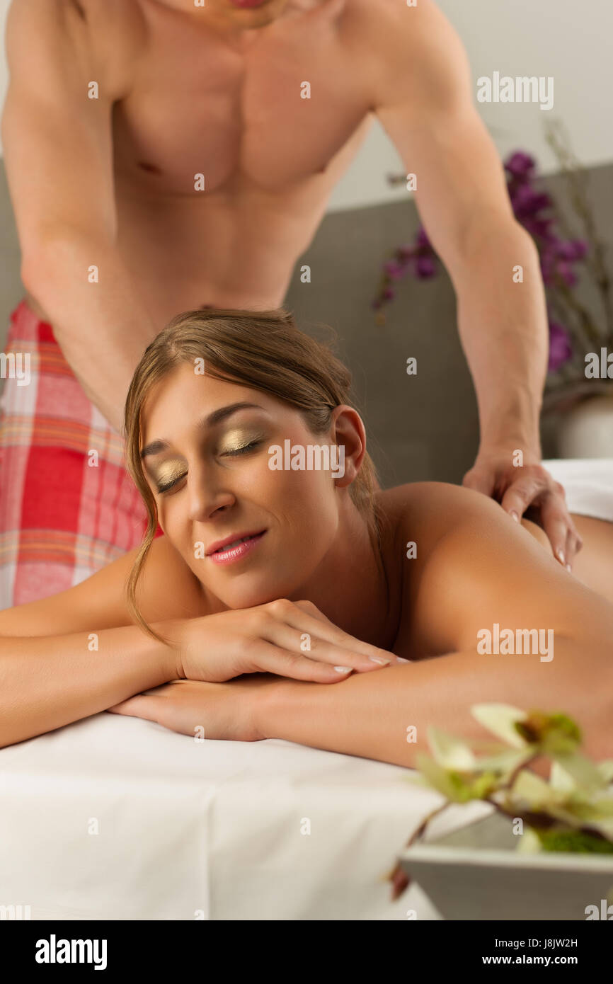 woman getting a spa massage Stock Photo