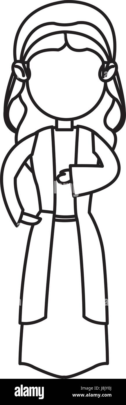 cartoon virgin mary manger christmas, outline icon Stock Vector Image ...