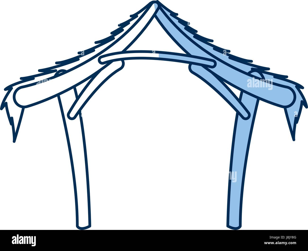 Manger Hut Wooden Decoration Nativity Outline Icon Stock Vector