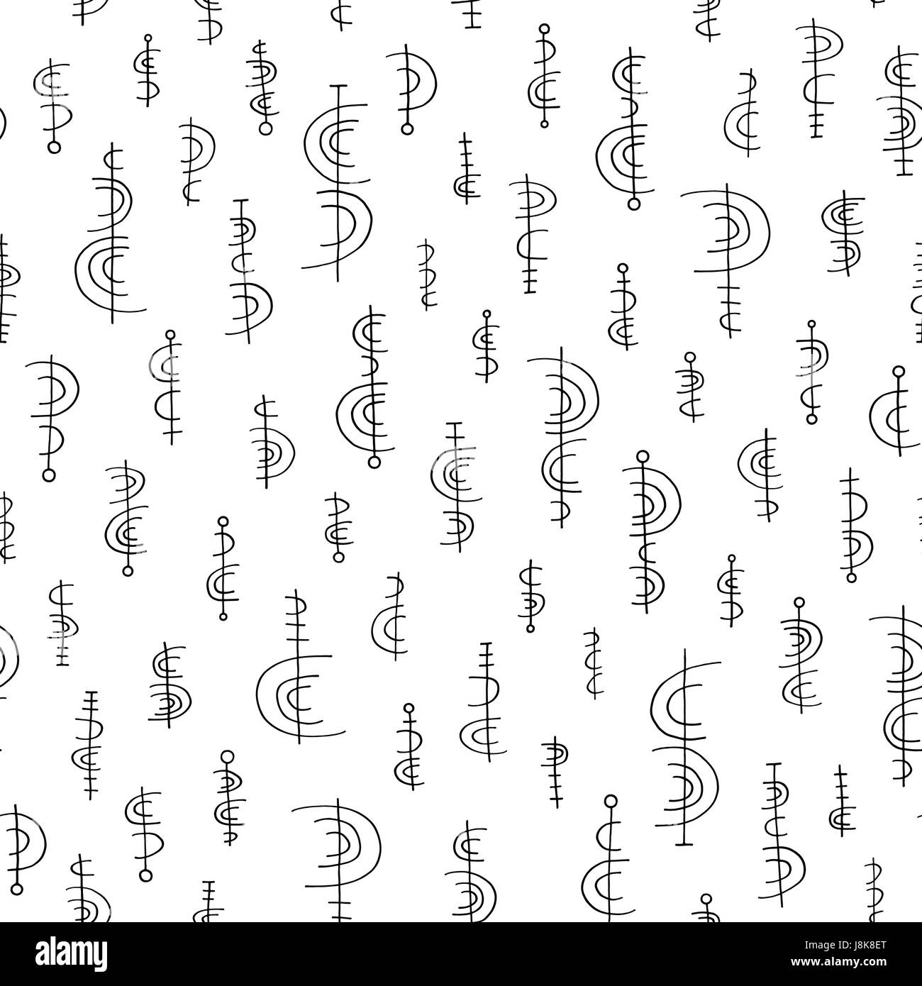 Hand drawn abstract pattern in memphis style. Vector seamless ...