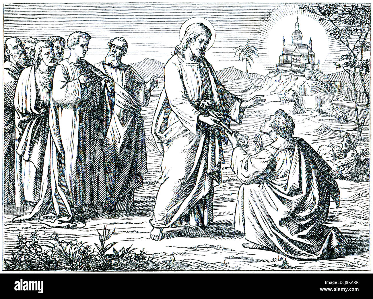 religion, saint, christ, eden, nimbus, peter, engraving, holy, sacred