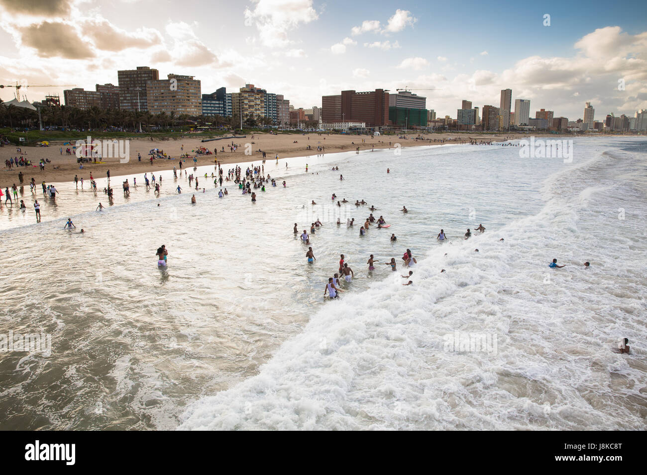 Durban  - South Africa, 17 JANUARY 2015: People enjoy the beach of Durban Stock Photo
