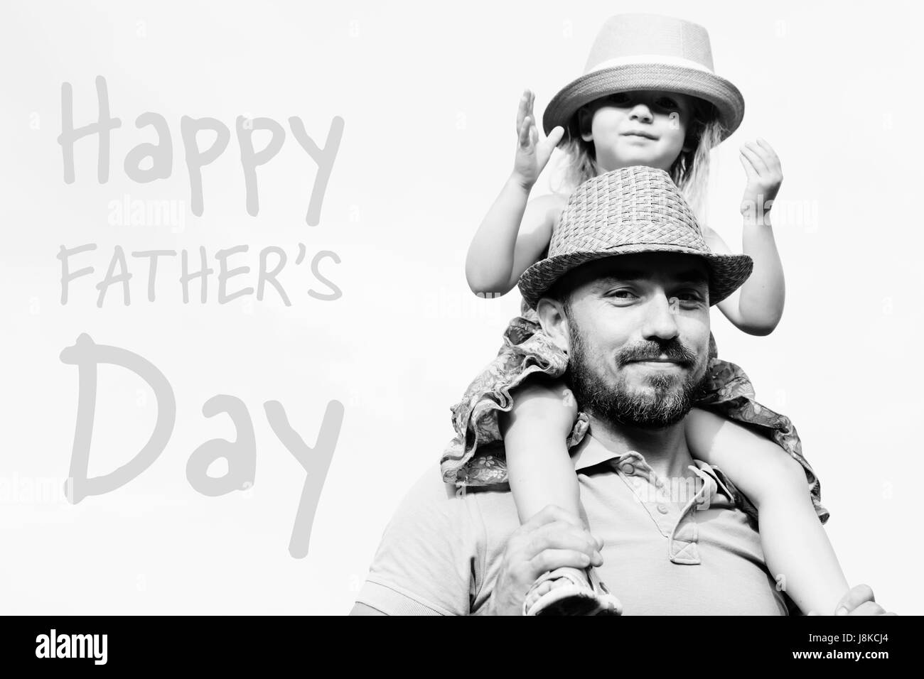 Adorable daughter and father portrait, happy family, Father's day concept Stock Photo