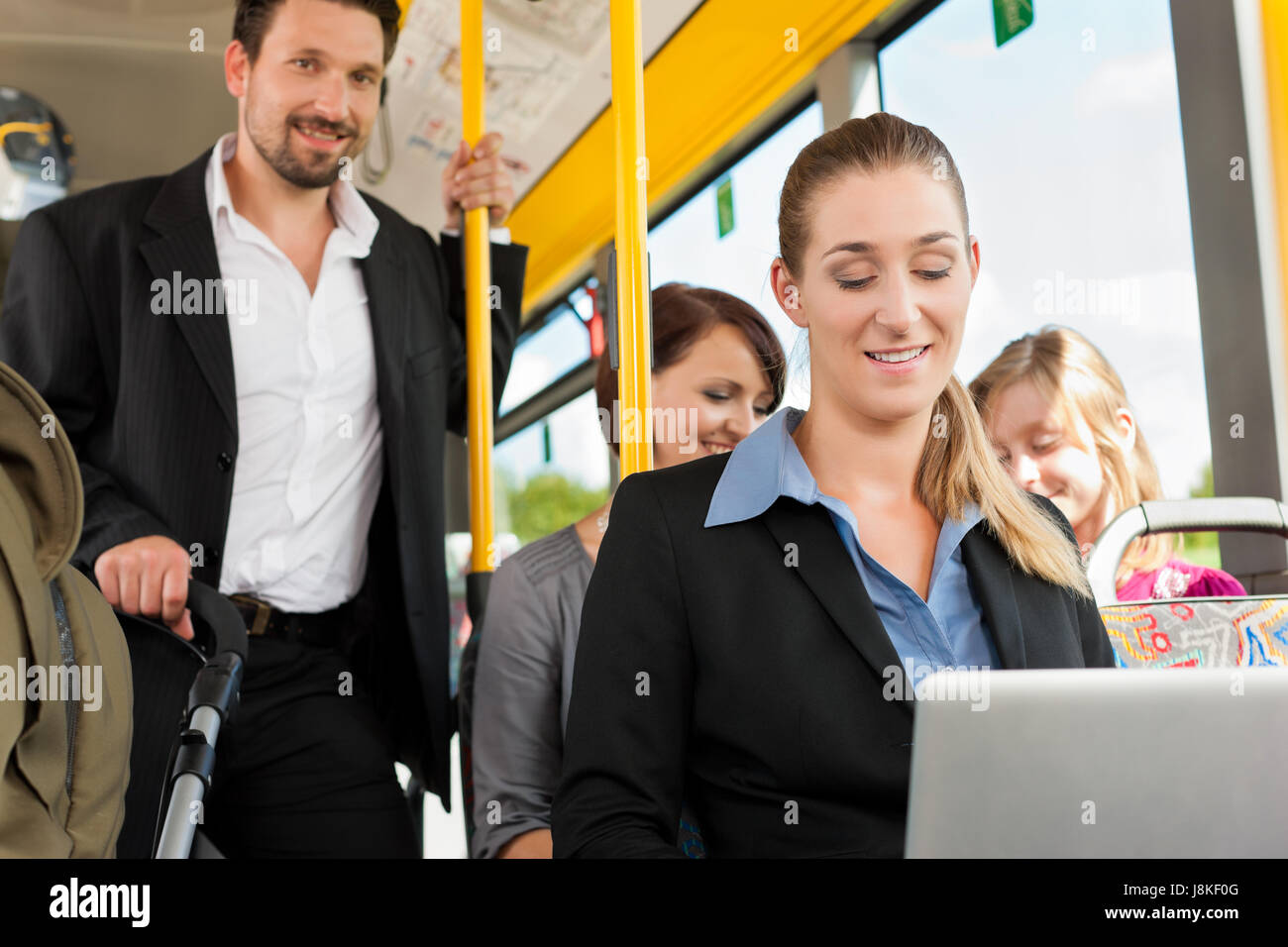 woman, drive, passenger, commuter, daddies, fathers, ferries, vehicle, means of Stock Photo