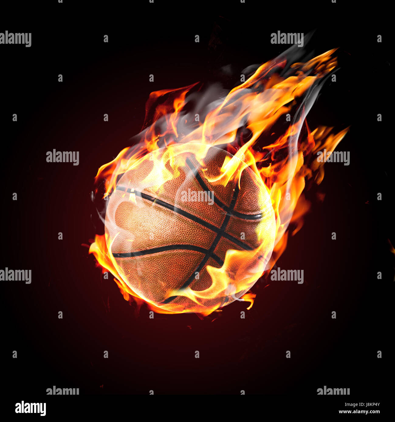 Soccer ball on fire Stock Photo