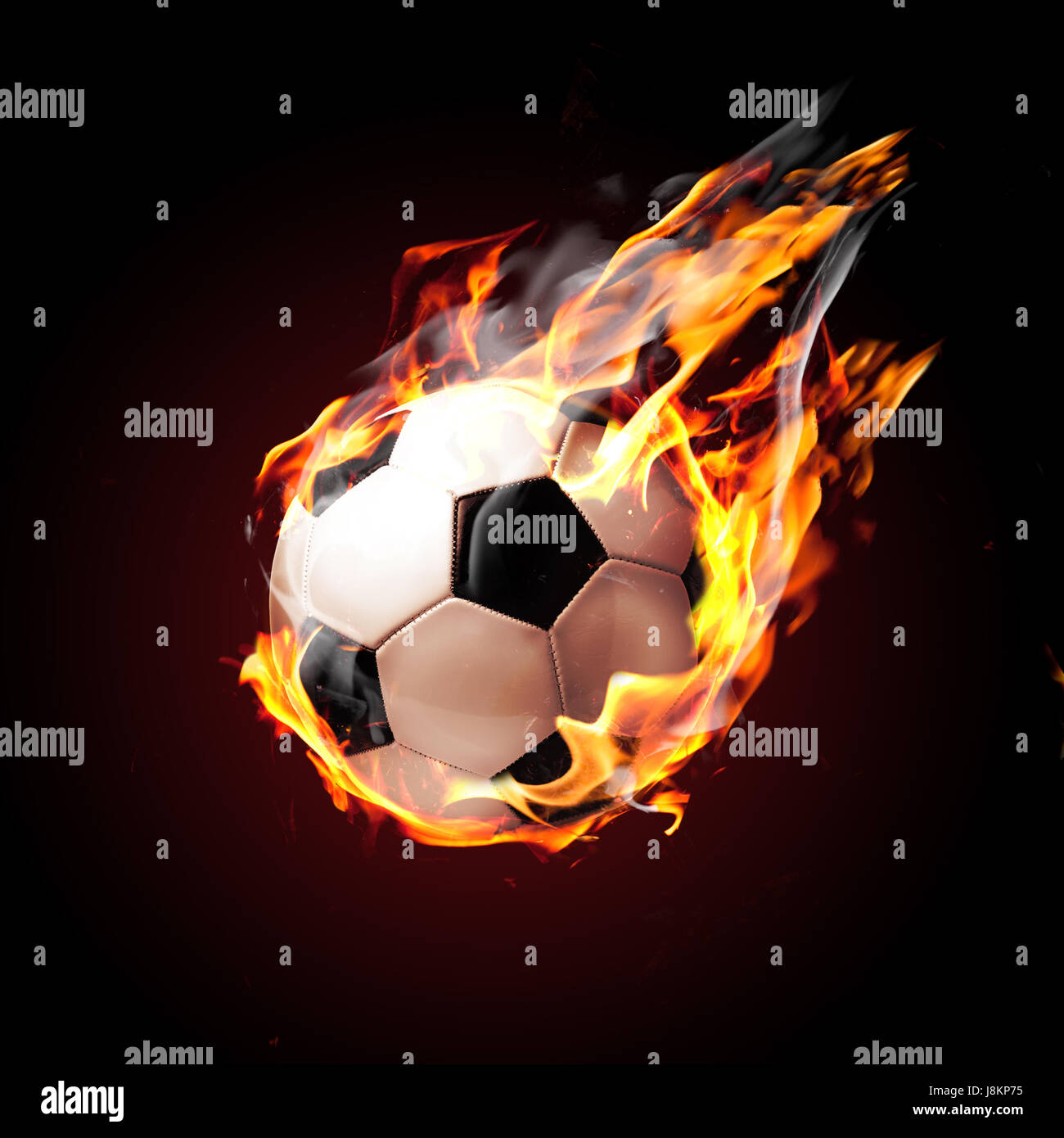 Soccer ball on fire Stock Photo
