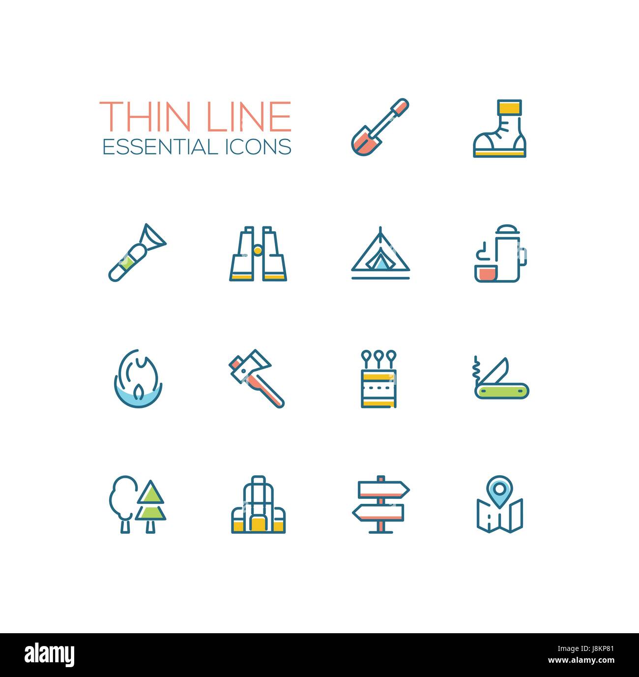 Camping and Hiking - line icons set Stock Vector Image & Art - Alamy