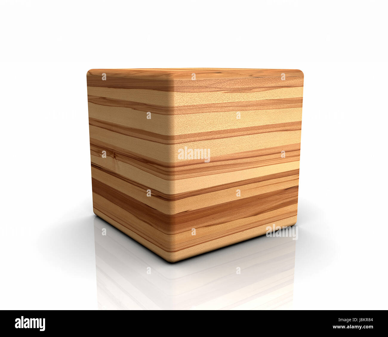 Timber Cube Rounded Edges 3d wooden cube with rounded ends - natural beech-core Stock Photo - Alamy